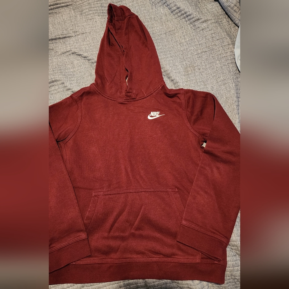 Nike Maroon Hoodie with White Logo Size L